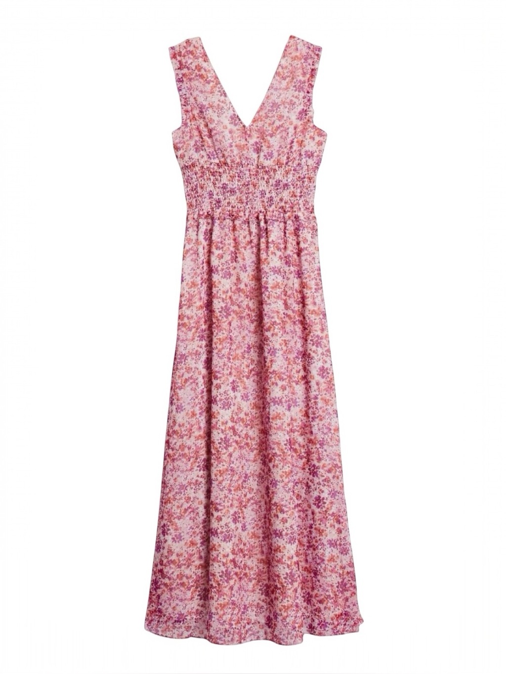 Banana Republic NWT micro floral sleeveless pink & red long summer maxi dress 10
